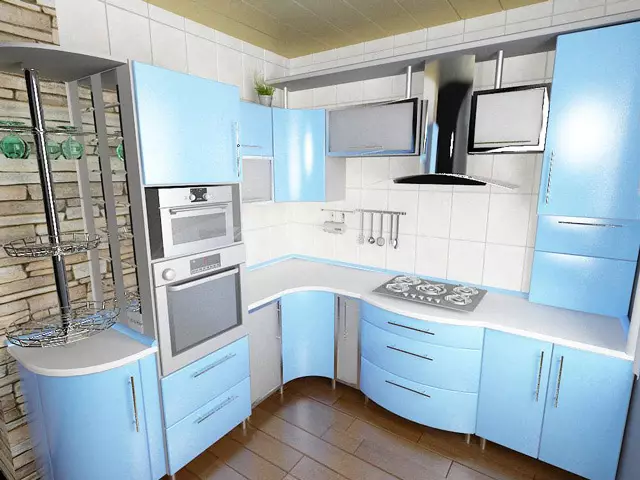 Kombinasjon av farger på kjøkkenet Interiør: grønn, brun, grå