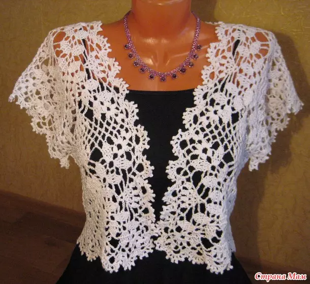 အမျိုးသမီးများအတွက် Bolero Crochet: ရိုးရှင်းသောအစီအစဉ်များဖြင့် Master Class