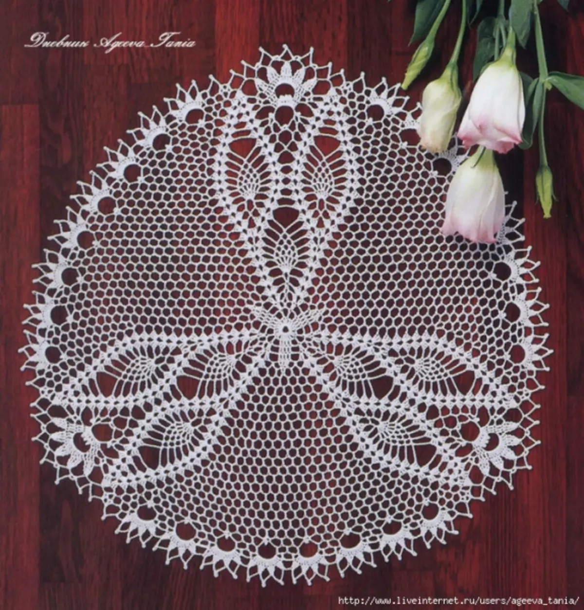 crochet napkin ຂະຫນາດໃຫຍ່ທີ່ມີແຜນວາດແລະວິດີໂອສໍາລັບຜູ້ເລີ່ມຕົ້ນ