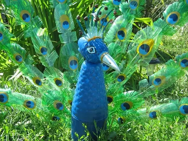 Kendi elleriyle plastik şişelerden kuşlar ve hayvanlar (36 fotoğraf)