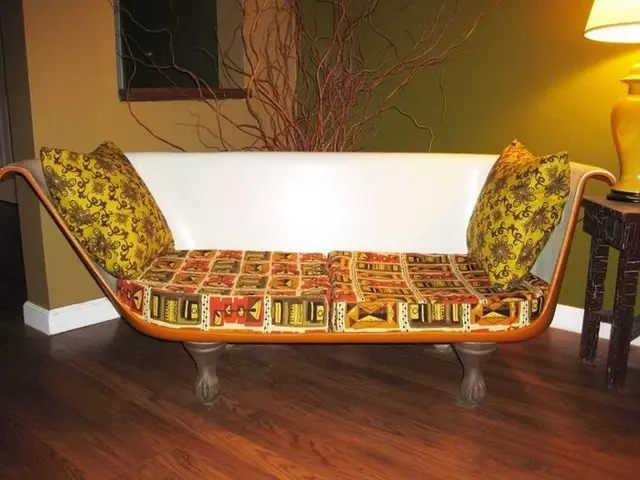 Wat kan worden gemaakt van het oude bad in het huisje: Origineel bloembed, een kleine vijver, een gezellige sofa (37 foto's)