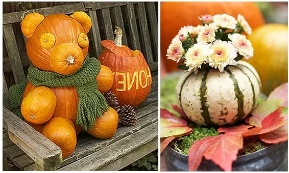 Artesanías de otoño de la calabaza, hágalo usted mismo (44 fotos)