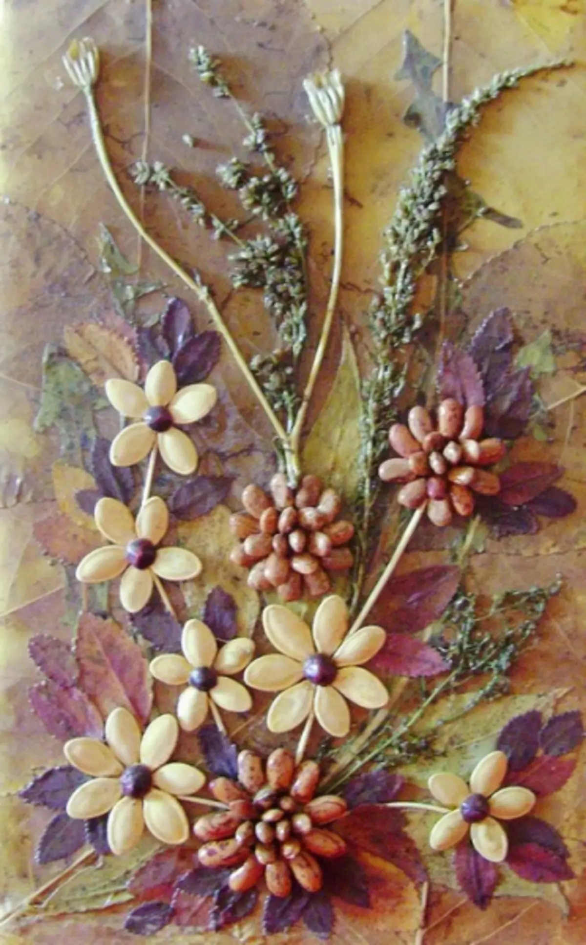 Idéias para artesanato de outono: pinturas de materiais naturais