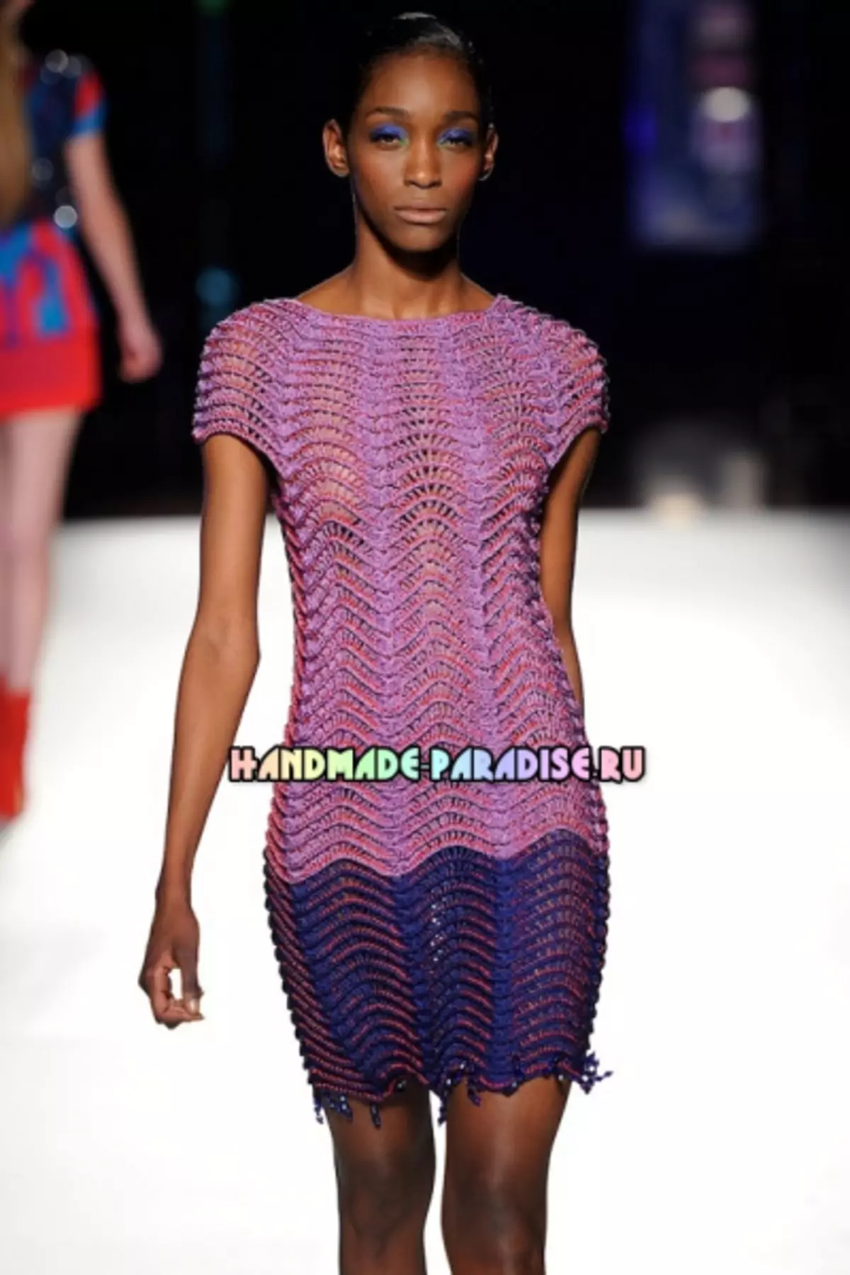 Crochet wave pattern dress.