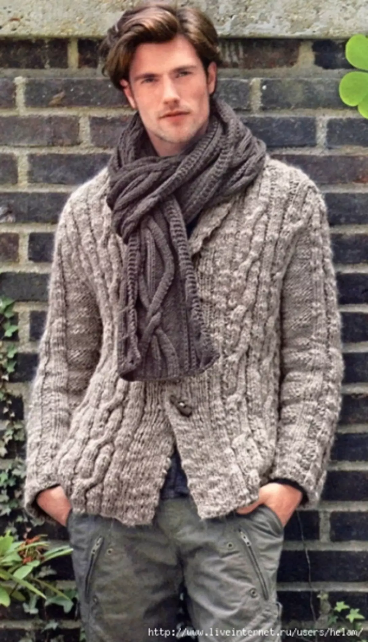 Male Knitted Cardigan With Hood: Schemes with Photos Step Page