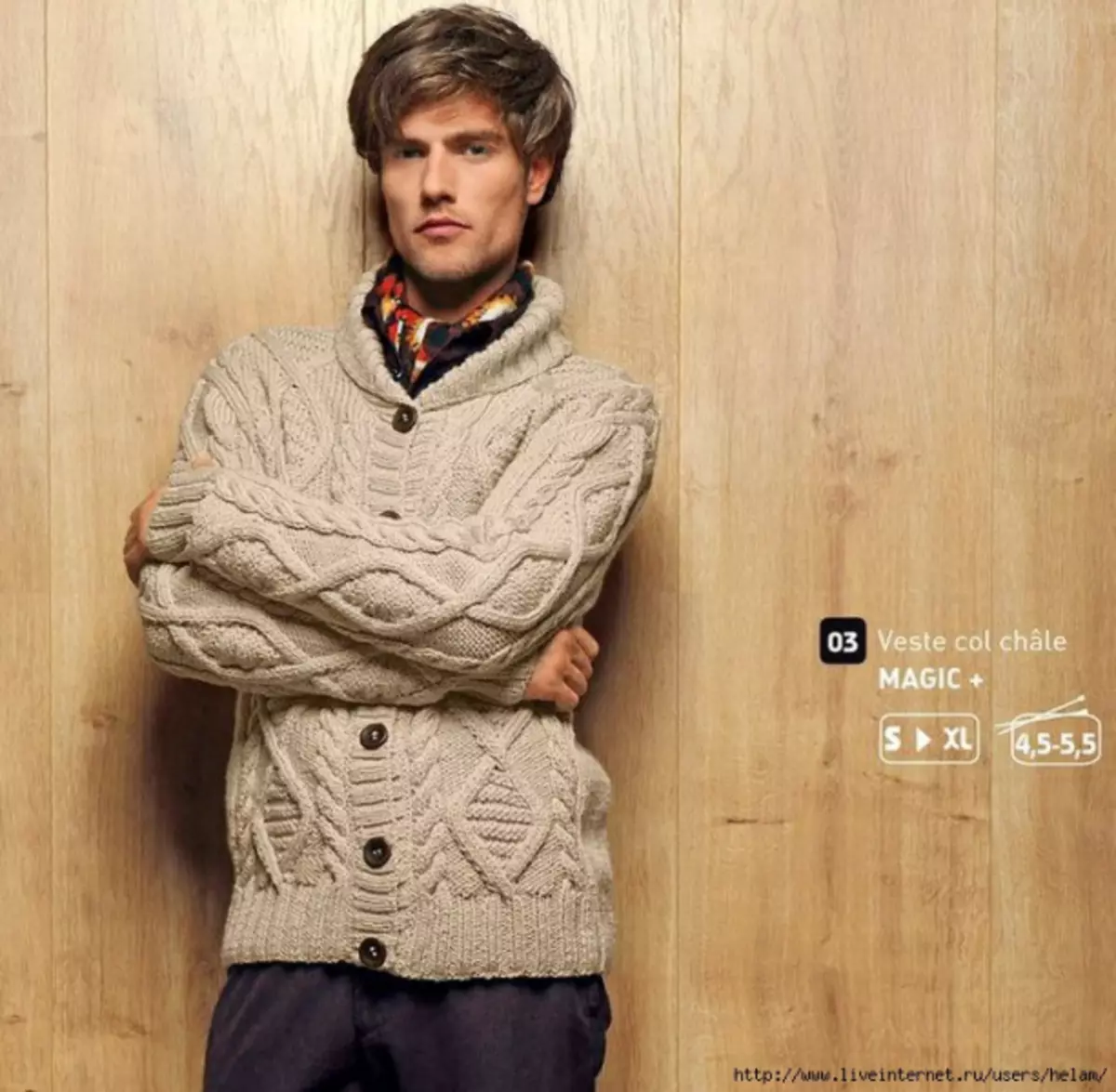 Cardigan mâle tricoté avec une hotte: schémas avec des photos étape par étape