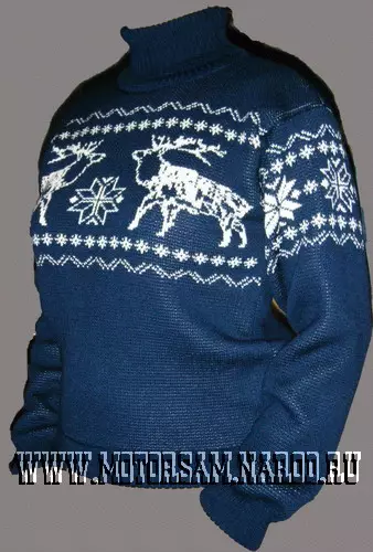 Машки елен џемпер: плетење на игли шема со видео и слика